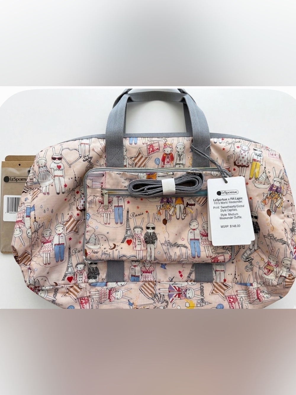 Rare LeSportsac x Fifi Lapin "Sweethearts" Medium/Large Weekender Duffle Bag